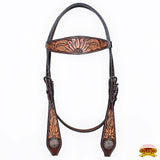 HILASON Western Horse Headstall & Breast Collar American Leather Floral Carving