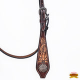 HILASON Western Horse Headstall & Breast Collar American Leather Floral Carving