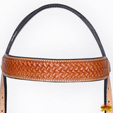 HILASON Western Horse Headstall & Breast Collar American Leather Floral Carving