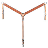 HILASON Western Horse Hand Carved American Leather Breast Collar Headstall