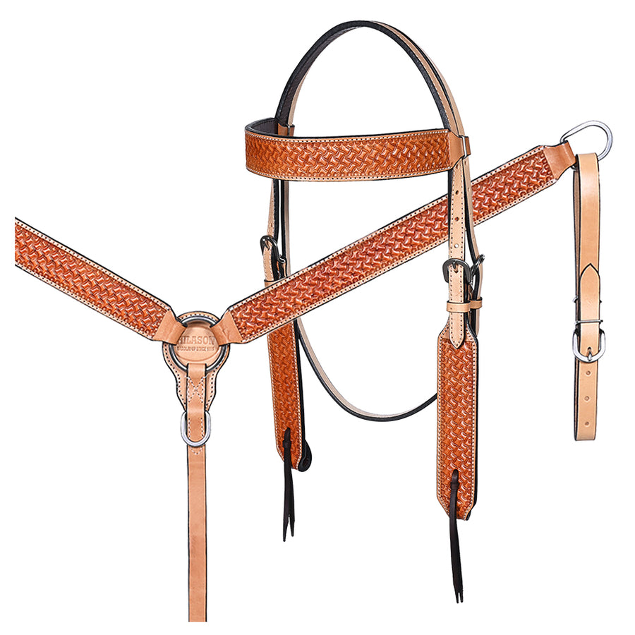 HILASON Western Horse Hand Carved American Leather Breast Collar Headstall - Uhorse