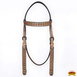 HILASON Western Horse Headstall & Breast Collar American Leather Floral Carving