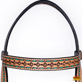 HILASON Western Horse Headstall & Breast Collar American Leather Floral Carving
