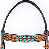 HILASON Western Horse Headstall & Breast Collar American Leather Floral Carving