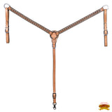 HILASON Western Horse Headstall & Breast Collar American Leather Floral Carving