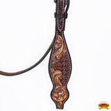 HILASON Western Horse Headstall & Breast Collar American Leather Floral Carving