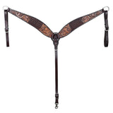 HILASON Western Horse Headstall & Breast Collar American Leather Floral Carving