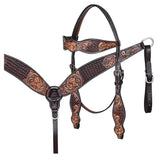 HILASON Western Horse Hand Carved American Leather Breast Collar Headstall