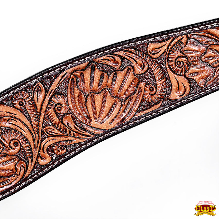 HILASON Western Horse Headstall Breast Collar Set American Leather Floral Carving | Tack for Horses