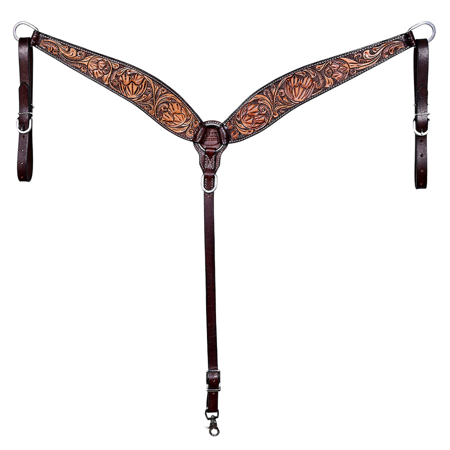 HILASON Western Horse Headstall & Breast Collar American Leather Hand Carving