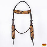 HILASON Western Horse Headstall & Breast Collar American Leather Floral Carving