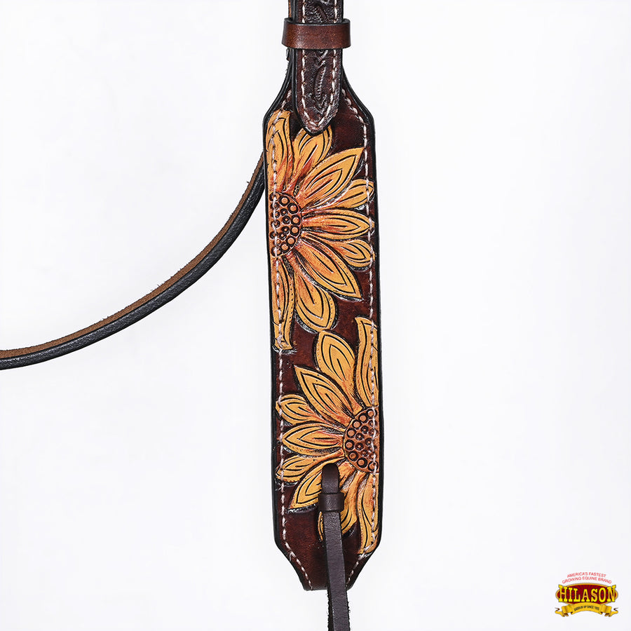 HILASON Western Horse Headstall & Breast Collar American Leather Floral Carving
