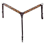 HILASON Western Horse Headstall & Breast Collar American Leather Floral Carving