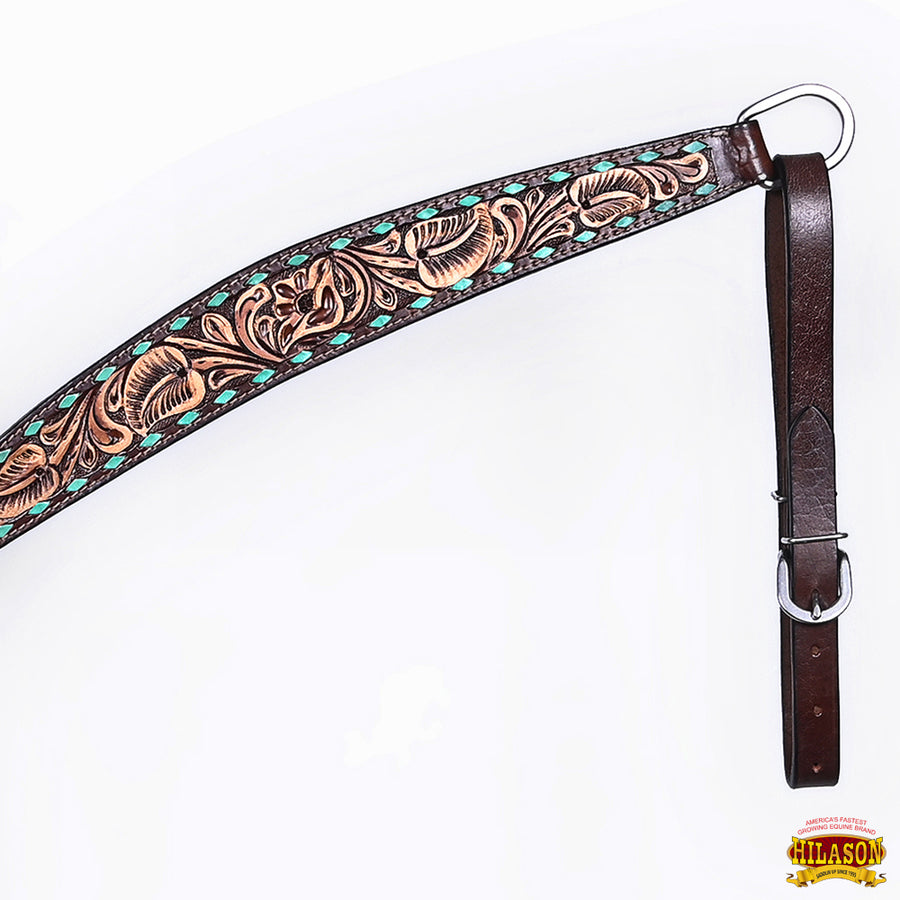 HILASON Western Horse Headstall Breast Collar Set American Leather Floral Carving | Tack for Horses
