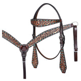 HILASON Western Horse Hand Carved American Leather Breast Collar Headstall