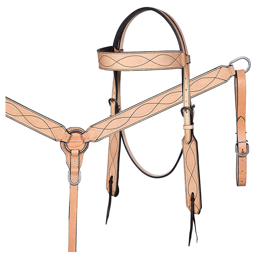 HILASON Western Horse Hand Carved American Leather Breast Collar Headstall - Uhorse