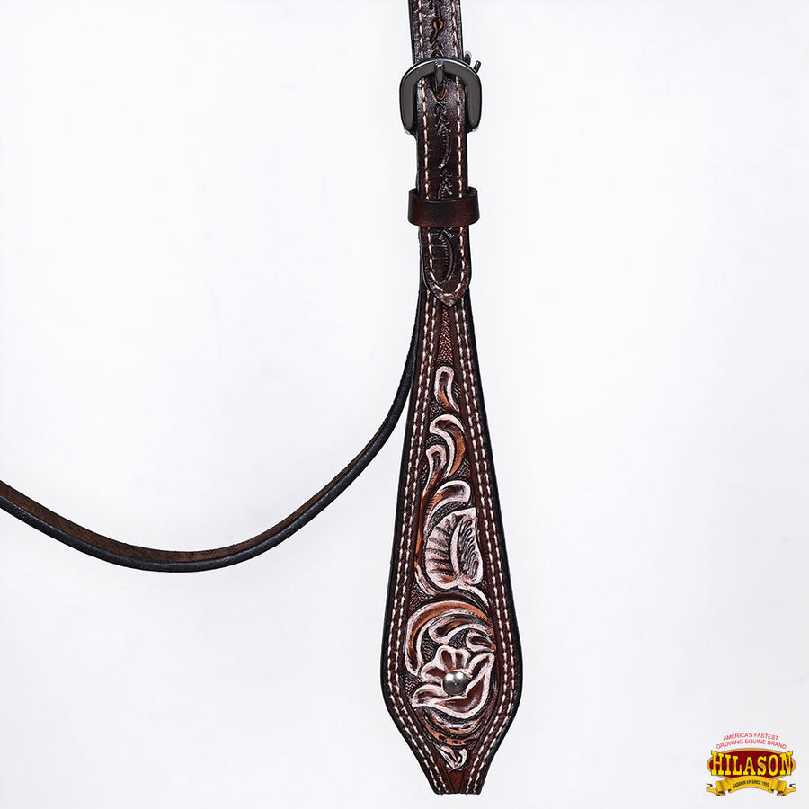 HILASON Western Horse Headstall Breast Collar Set American Leather Floral Carving | Tack for Horses