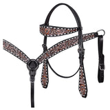HILASON Western Horse Hand Carved American Leather Breast Collar Headstall