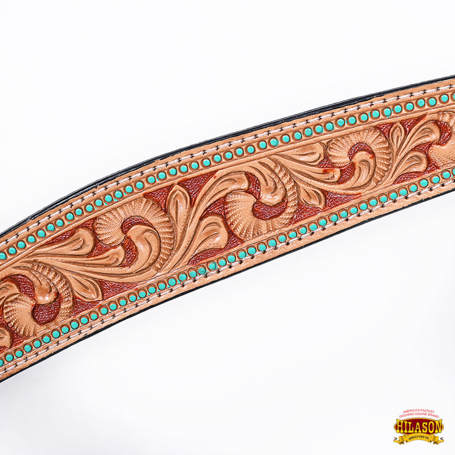HILASON Western Horse Headstall Breast Collar Set American Leather Floral Carving | Tack for Horses