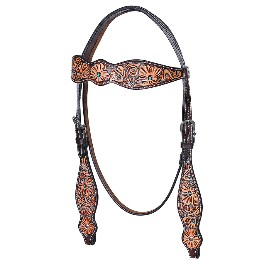 HILASON Western Horse Headstall & Breast Collar American Leather Hand Carving
