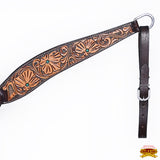 HILASON Western Horse Headstall Breast Collar Set American Leather Floral Carving | Tack for Horses