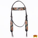 HILASON Western Horse Headstall & Breast Collar American Leather Floral Carving