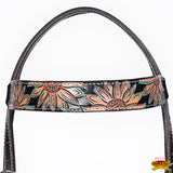 HILASON Western Horse Headstall & Breast Collar American Leather Floral Carving