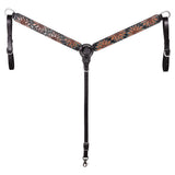 HILASON Western Horse Headstall & Breast Collar American Leather Floral Carving