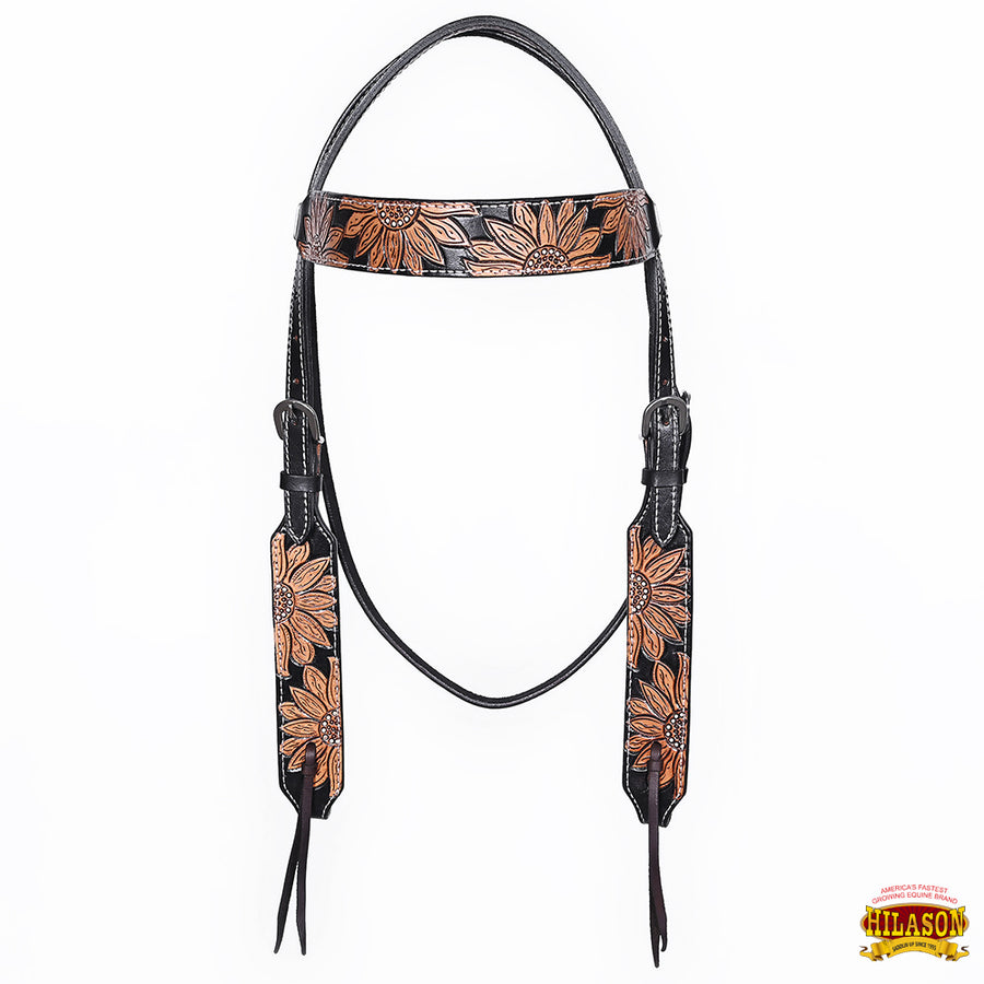 HILASON Western Horse Headstall Breast Collar Set American Leather Floral Carving | Tack for Horses