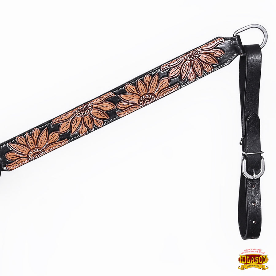 HILASON Western Horse Headstall & Breast Collar American Leather Floral Carving