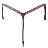 HILASON Western Horse Headstall & Breast Collar American Leather Floral Carving