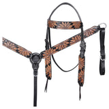 HILASON Western Horse Hand Carved American Leather Breast Collar Headstall