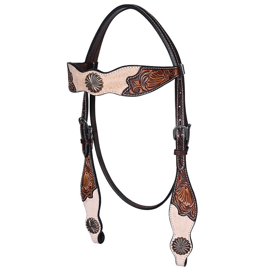 HILASON Western Horse Headstall & Breast Collar American Leather Floral Carving