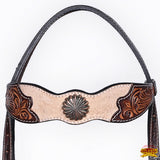 HILASON Western Horse Headstall & Breast Collar American Leather Floral Carving