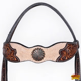 HILASON Western Horse Headstall & Breast Collar American Leather Floral Carving