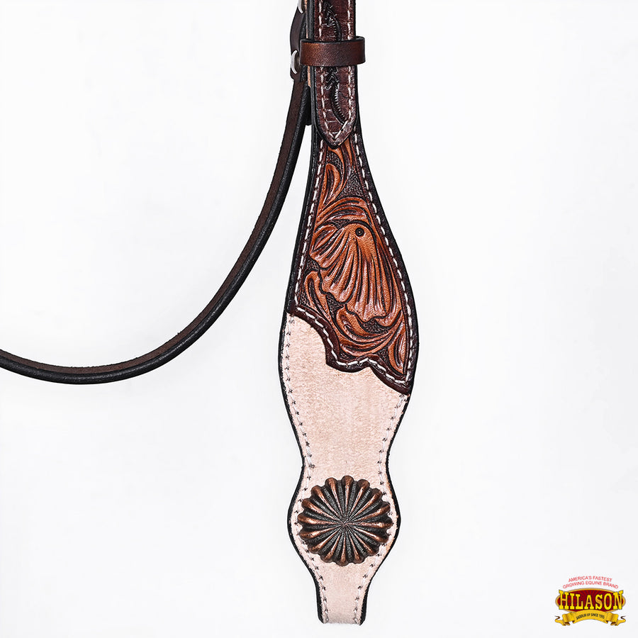 HILASON Western Horse Headstall Breast Collar Set American Leather Floral Carving | Tack for Horses