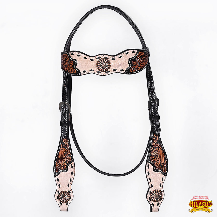 HILASON Western Horse Headstall & Breast Collar American Leather Floral Carving