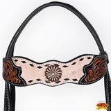 HILASON Western Horse Headstall & Breast Collar American Leather Floral Carving
