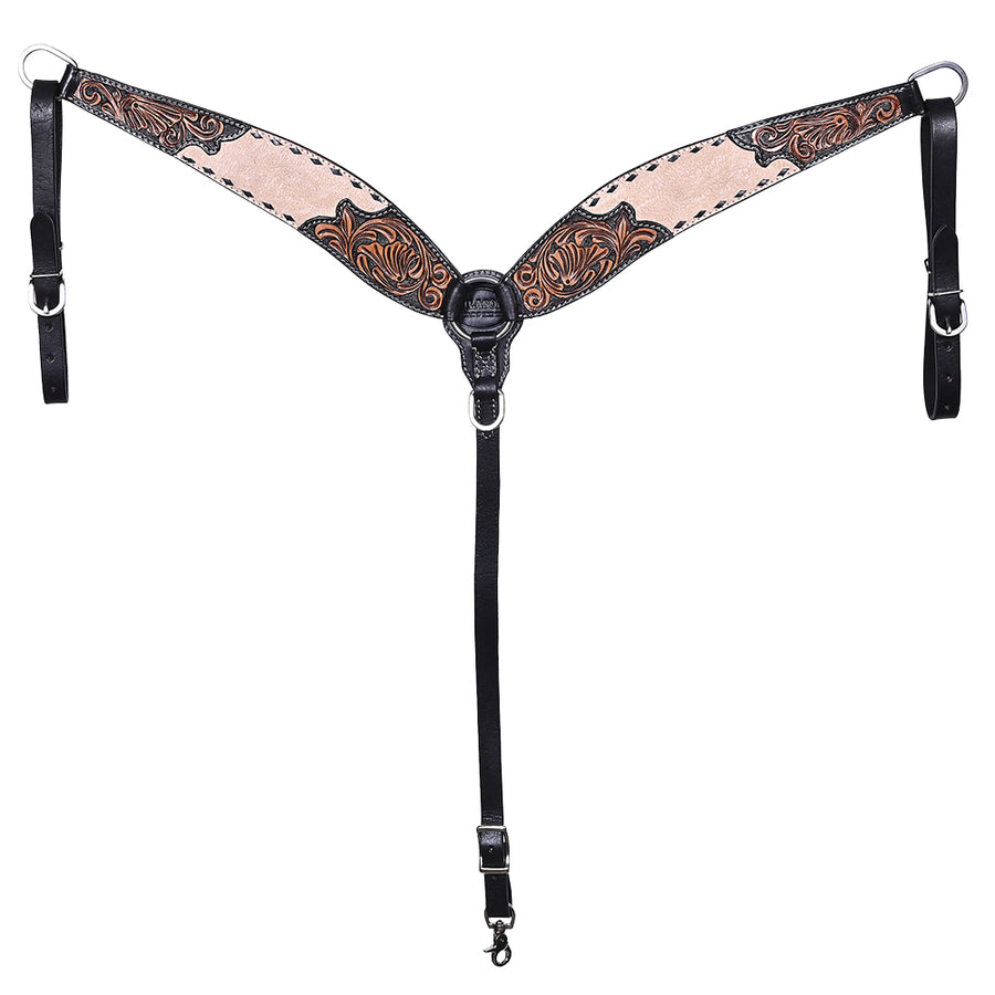 HILASON Western Horse Headstall & Breast Collar American Leather Floral Carving