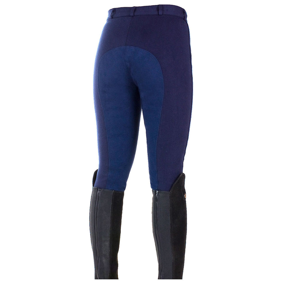 Horze Womens Pull On Knee Patch Breeches Soft Slightly Stretchy Dark Blue
