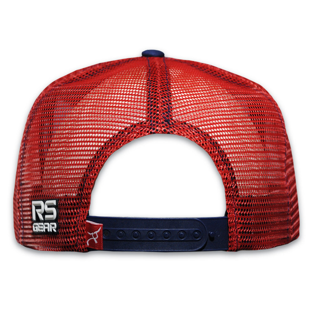 Rope Smart Western Style Mesh Flat Retro Trucker Fit Snapback Red Patch Cap