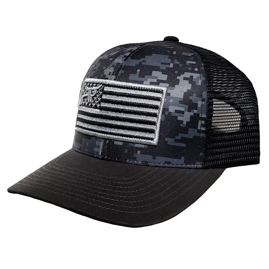 Rope Smart Western Style Mesh Flat Retro Trucker Fit Snapback Red Patch Cap - Uhorse