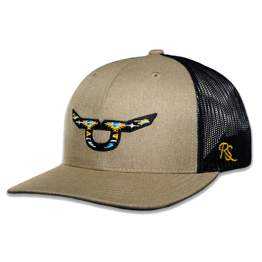 Rope Smart Western Style Mesh Flat Retro Trucker Fit Snapback Black Patch Cap - Uhorse
