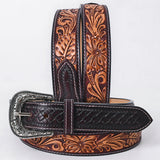 Large American Darling Floral Hand Carved Men and Women Genuine American Leather Belt Brown Gorgeous Hand Tooled - Hilason