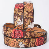 American Darling Floral Hand Carved Men & Women Genuine American Leather Belt Brown Gorgeous Hand Painted & Tooled