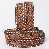 American Darling Floral Hand Carved Men & Women Genuine American Leather Belt Brown Gorgeous Hand Painted & Tooled