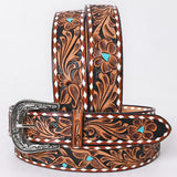 X-Large American Darling Floral Hand Carved Men and Women Genuine American Leather Belt Brown Gorgeous Hand Tooled - Uhorse