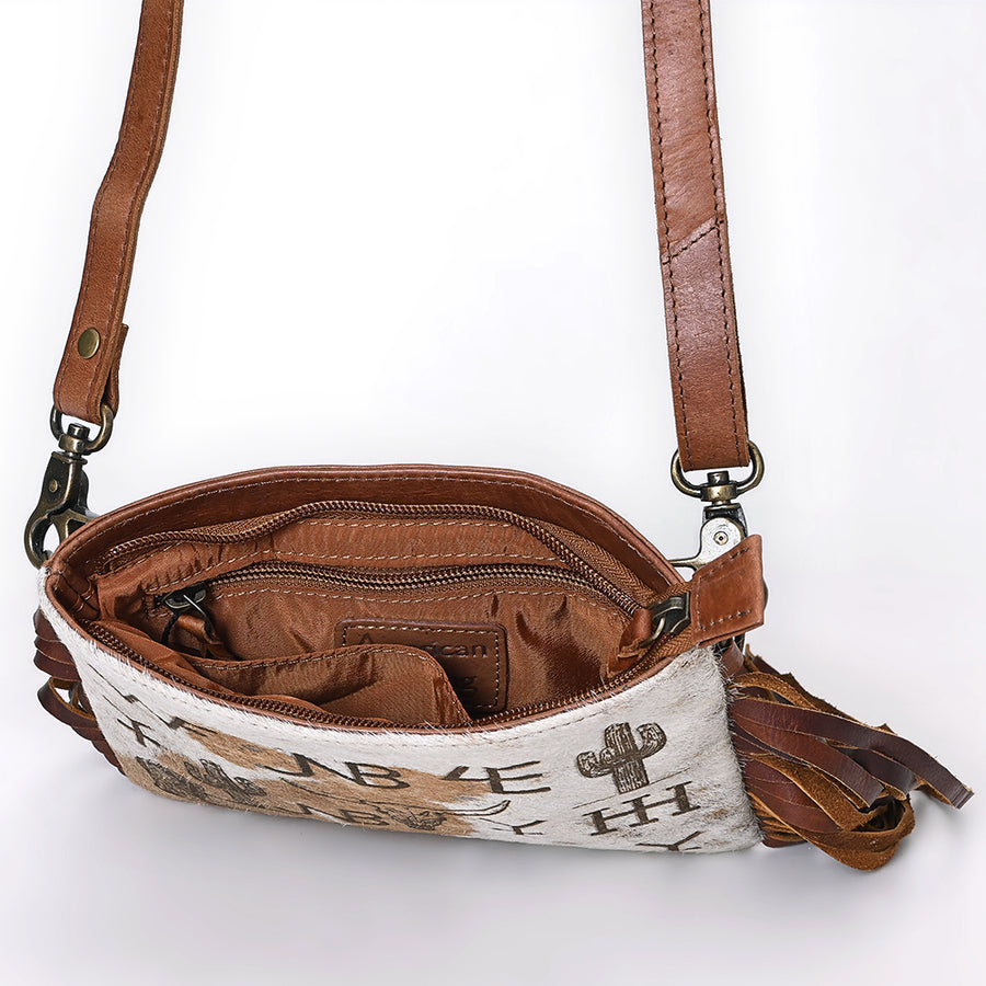 American Darling Cross Body Hair On Full Grain Genuine Leather Western Women Bag Handbag Purse | Purses for Cute