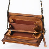 American Darling Organiser Hair-On Hand Tooled Genuine Leather Women Bag Western Handbag Purse