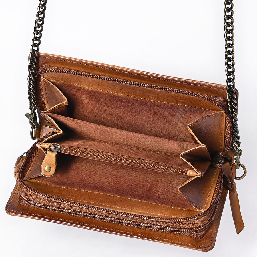 American Darling Organiser Bag, Hand Painted Western Leather, Vegetable Tanned Full Grain, 4in (H) X 8in (W) X 1.5in (D)